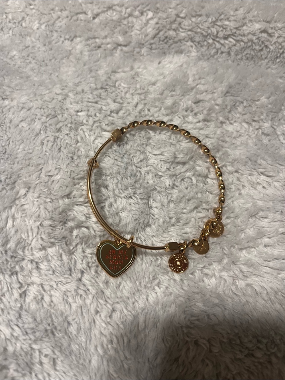 Gold Heart “In My Sports Mom Era” Charm Bangle Bracelet - Women Jewelry